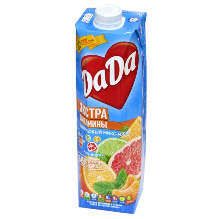 Нектар DaDa Экстра витамины цитрусовый микс-мята 0,95л т/п