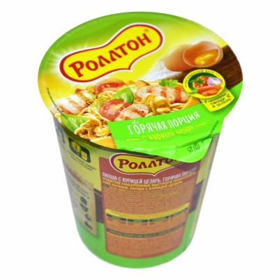 Лапша Роллтон курица цезарь 70гр стакан