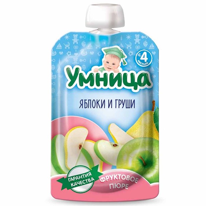Пюре Умница яблоко-груша с 4мес 100гр пауч