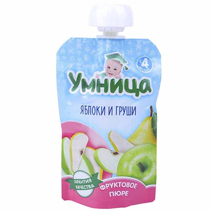 Пюре Умница яблоко-груша с 4мес 100гр пауч
