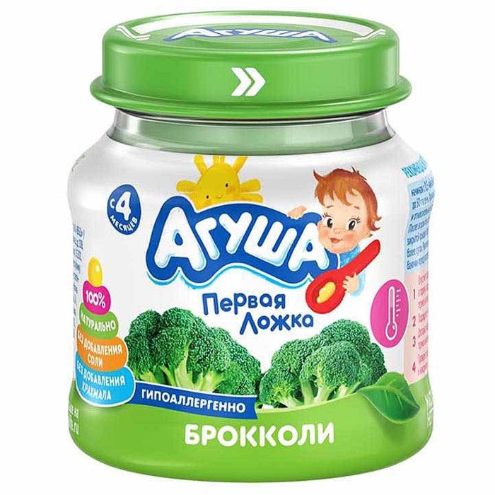 Пюре Агуша брокколи с 4мес 80гр ст/б