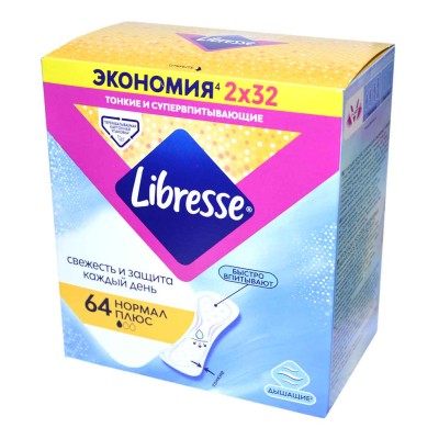 Прокладки ежедневные Libresse Dailyfresh нормал Plus 64шт к/у