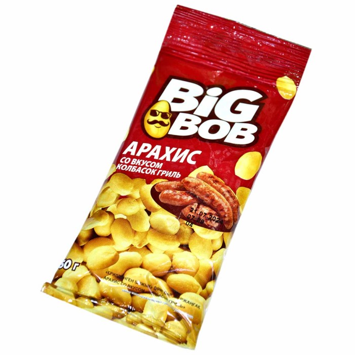 Арахис Big Bob жаренный со вкусом колбаски-гриль 50гр м/у