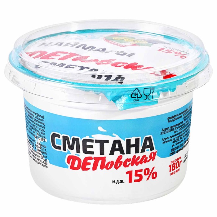Сметана dep ДЕПовская 15% 180гр пэт