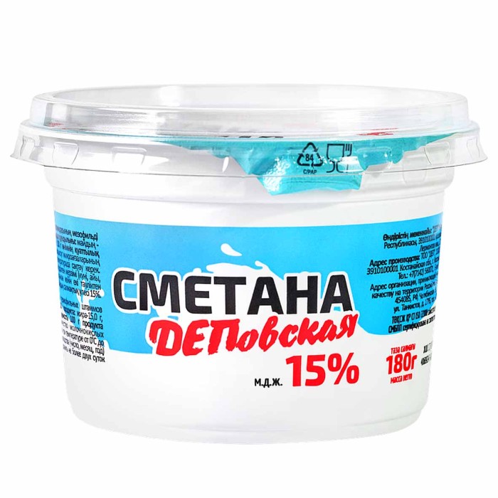 Сметана dep ДЕПовская 15% 180гр пэт
