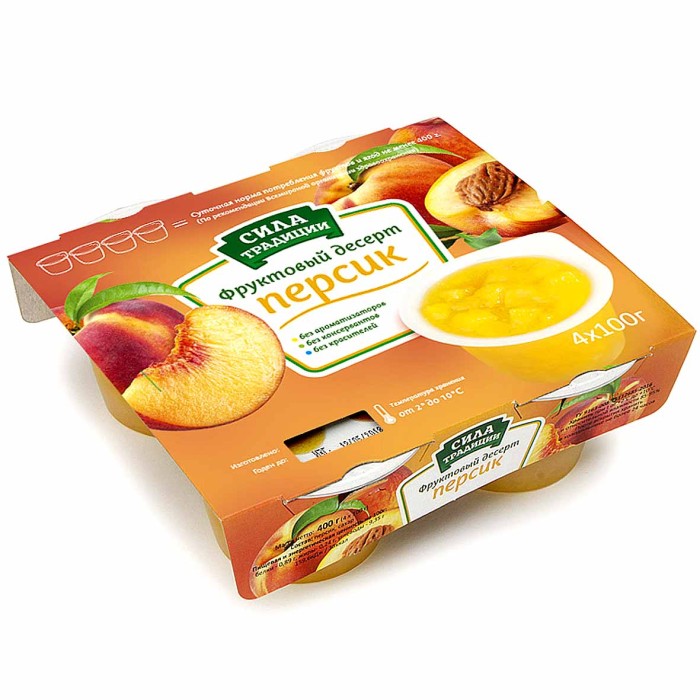 Десерт Сила Традиции фруктовый Персик 4*100гр пэт