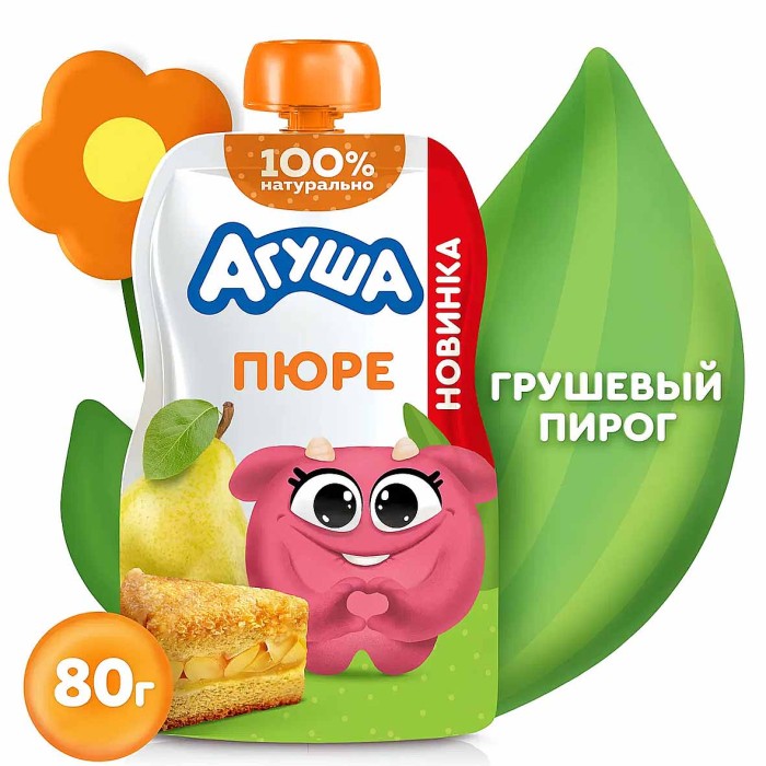 Пюре Агуша грушевый пирог с 8мес 80гр пауч