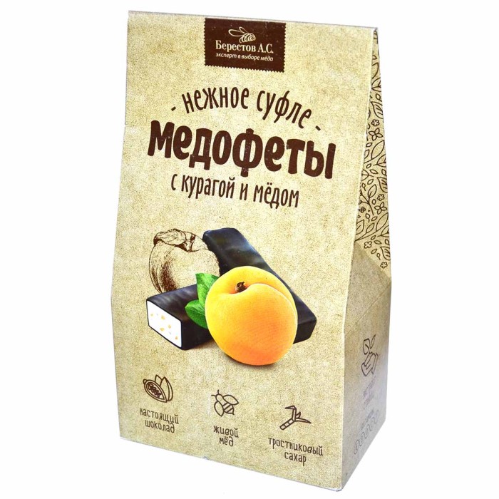 Конфеты Берестов А.С. суфле с курагой и медом в шоколаде 150гр к/у