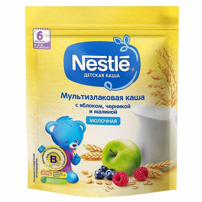 Каша Nestle мультизлаковая молочная яблоко-черника-малина с 6мес 220гр д/п
