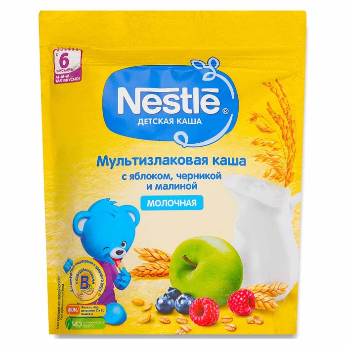 Каша Nestle мультизлаковая молочная яблоко-черника-малина с 6мес 220гр д/п