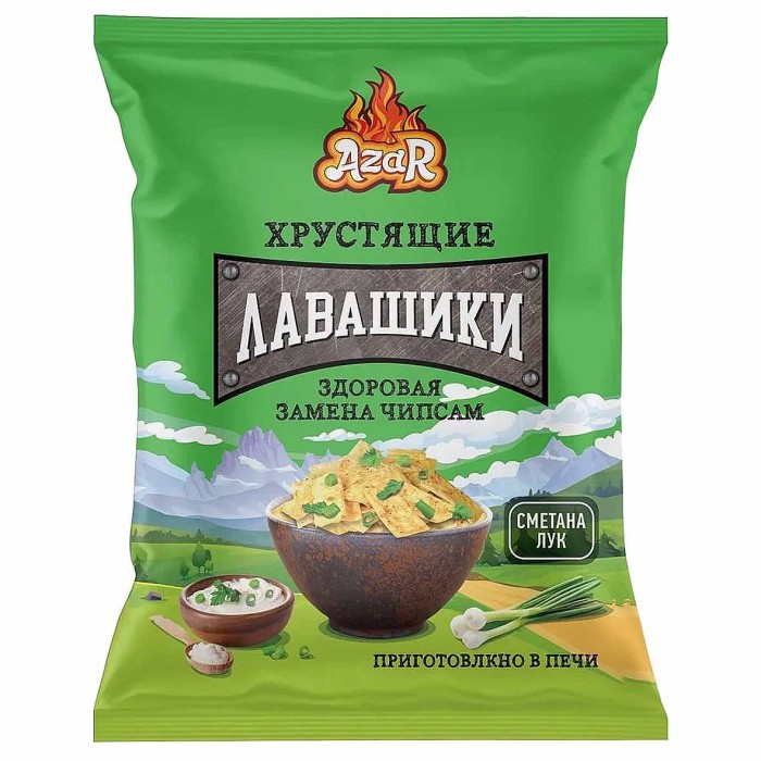 Лавашики Azar сметана-лук 90гр м/у