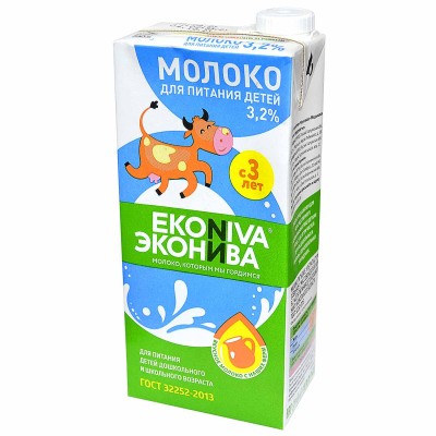Молоко ЭкоНива для детей с 3-х лет 3,2% 1л т/п