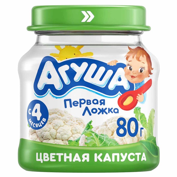 Пюре Агуша капуста цветная с 4мес 80гр ст/б