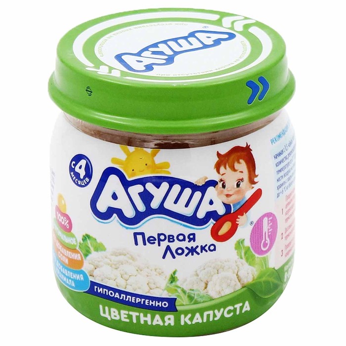 Пюре Агуша капуста цветная с 4мес 80гр ст/б