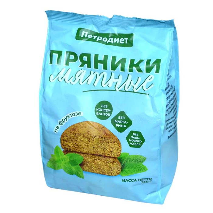 Пряники Петродиет мятные на фруктозе 350гр м/у