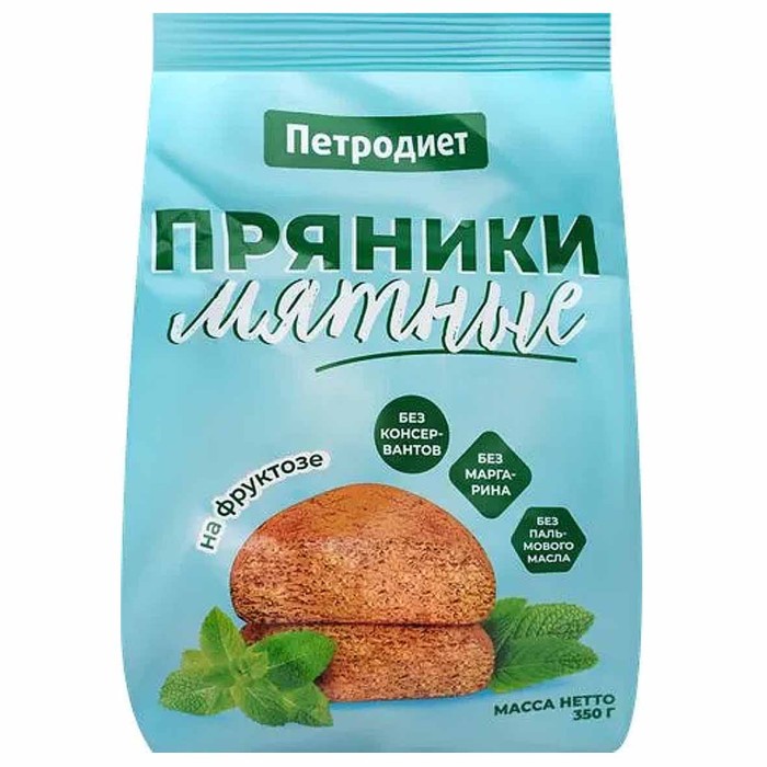 Пряники Петродиет мятные на фруктозе 350гр м/у