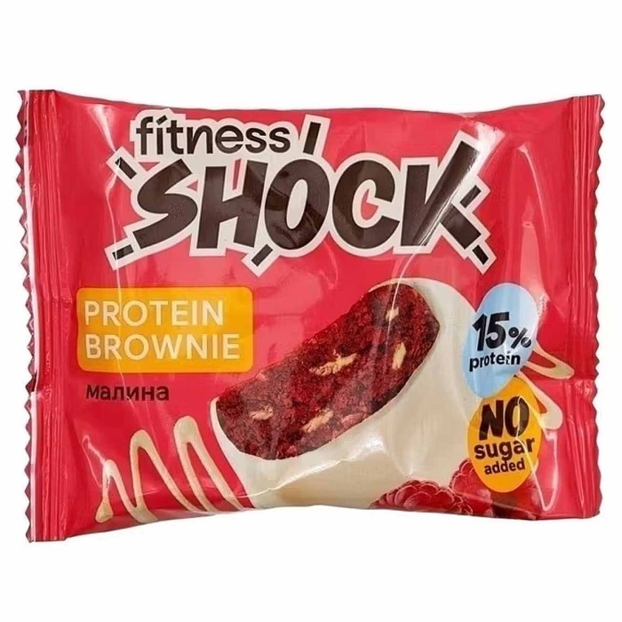 Пирожное протеиновое Fitness Shock Browne брауни малиновый глаз 50гр м/у