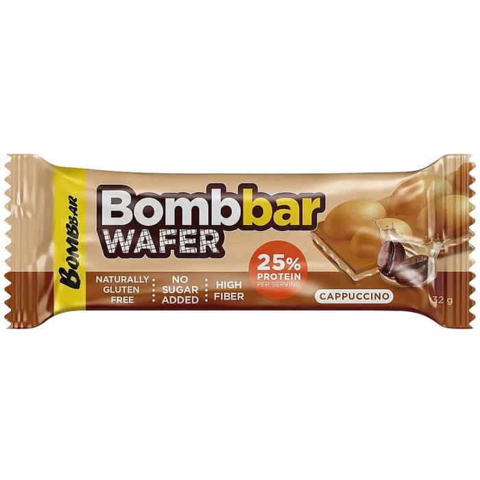 Батончик Bombbar вафельный с молочно-ореховой пастой со вкусом капучино 32гр м/у