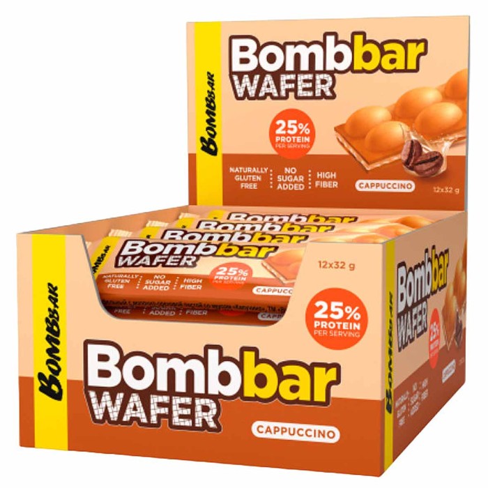 Батончик Bombbar вафельный с молочно-ореховой пастой со вкусом капучино 32гр м/у