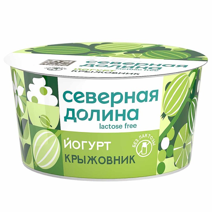 Йогурт Северная Долина безлактозный крыжовник 2,8% 130гр пэт