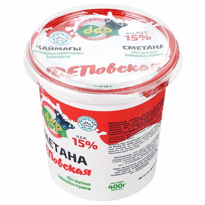 Сметана dep ДЕПовская 15% 400гр пэт