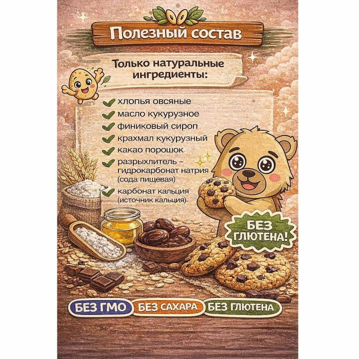 Печенье Bitey овсяное шоколад 60гр к/у