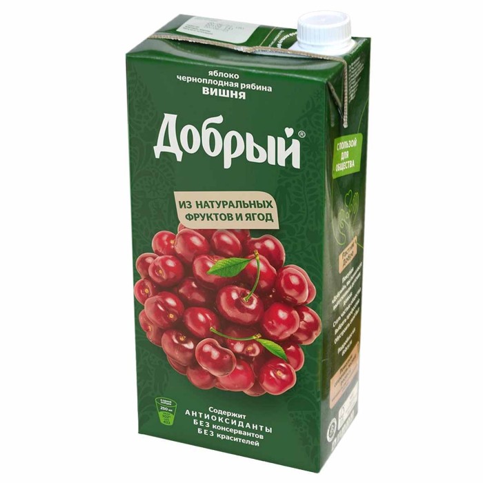 Нектар Добрый из яблок,черноплодной рябины и вишни 2л т/п