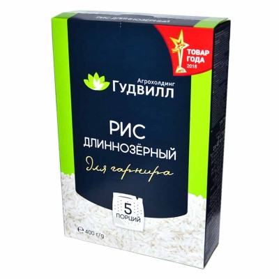 Крупа рис Гудвил длинный 400гр к/у