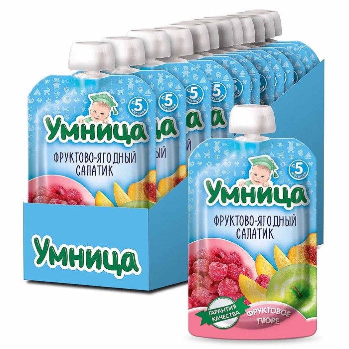 Пюре Умница фруктово-ягодный салатик с 5мес 100гр пауч