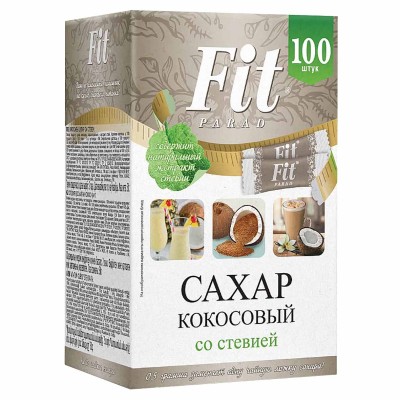 Сахар кокосовый FitParad со стевией 100шт к/у