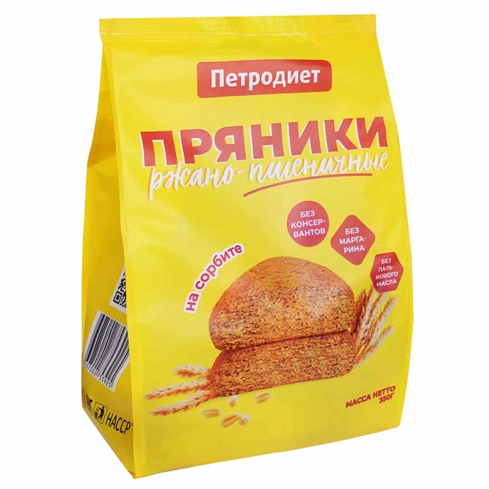 Пряники Петродиет ржано-пшеничные на сорбите 350гр м/у