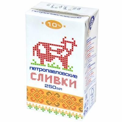 Сливки Петропавловские 10% 250мл т/п
