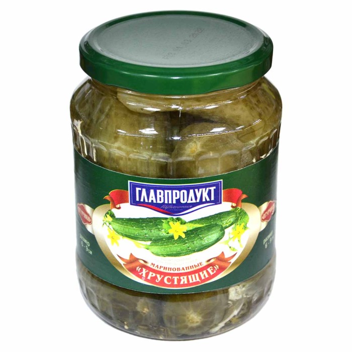 Огурчики Главпродукт маринованные 6-9см ГОСТ 680гр ст/б