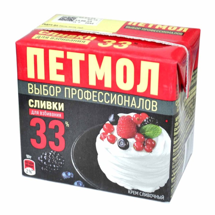 Сливки Петмол для взбивания 33% 500гр т/п