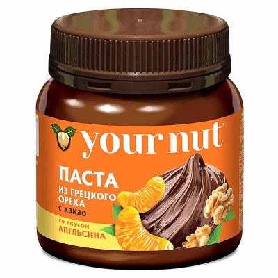 Паста из грецкого ореха Your Nut с какао о вкусом апельсина 250гр пэт