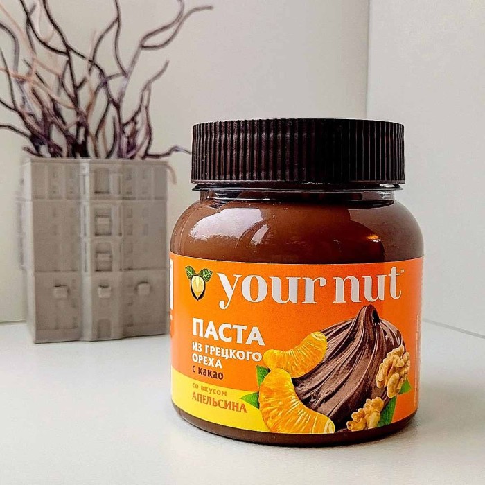 Паста из грецкого ореха Your Nut с какао о вкусом апельсина 250гр пэт