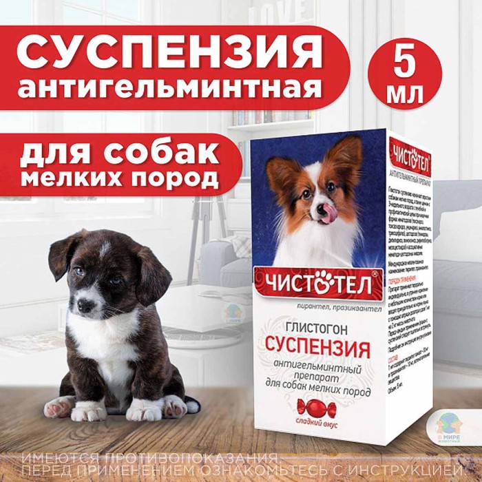 Суспензия глистогон Чистотел для мелких собак 5мл к/у