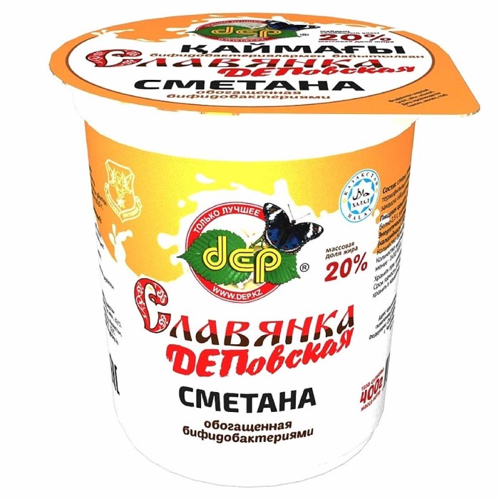 Сметана dep Славянка ДЕПовская 20% 400гр пэт