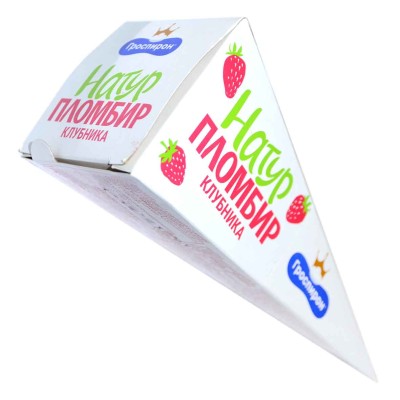 Рожок Гроспирон Натур Пломбир с клубникой 65гр м/у