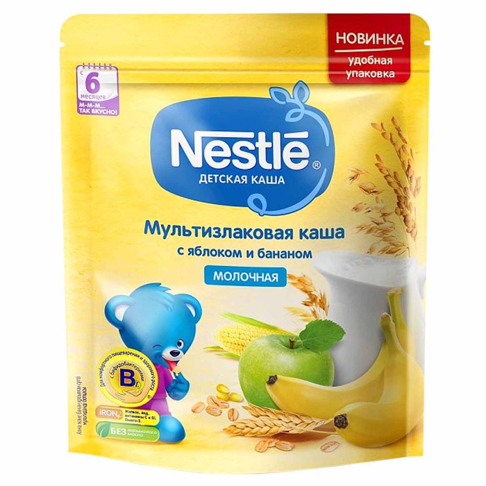 Каша Nestle мультизлаковая молочная яблоко-банан с 6мес 220гр д/п