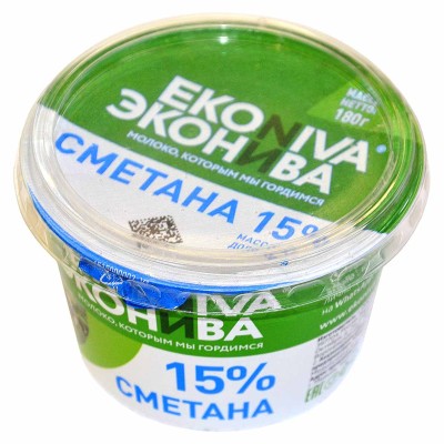 Сметана ЭкоНива 15% 180гр пэт
