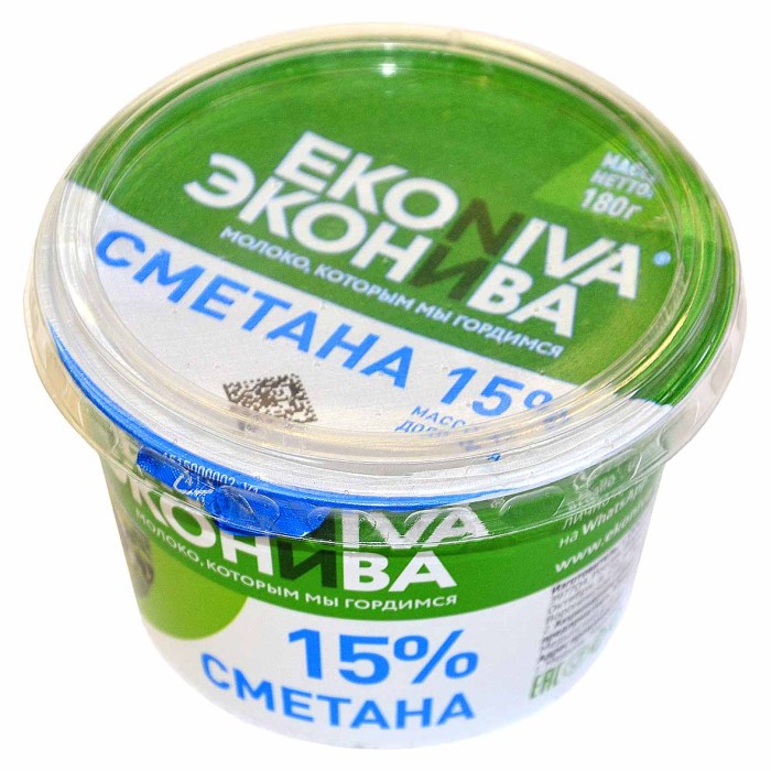 Сметана ЭкоНива 15% 180гр пэт