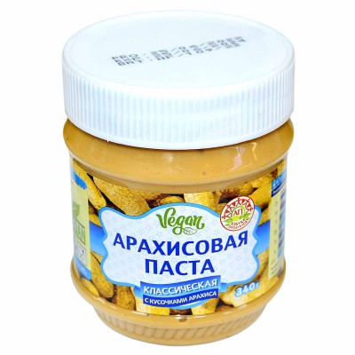 Паста арахисовая A-produkt классическая с кусочками арахиса 340гр пэт