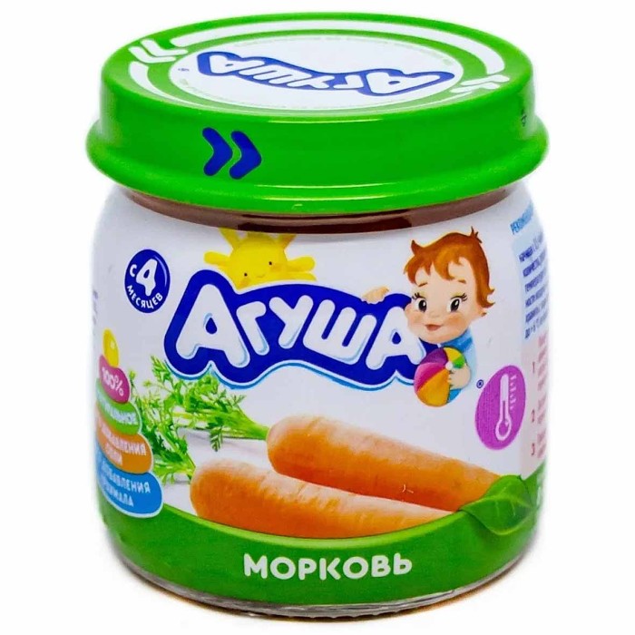 Пюре Агуша морковь с 4мес 80гр ст/б