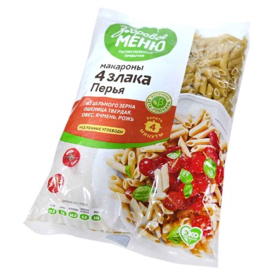 Макароны Здоровое меню перья 400гр м/у
