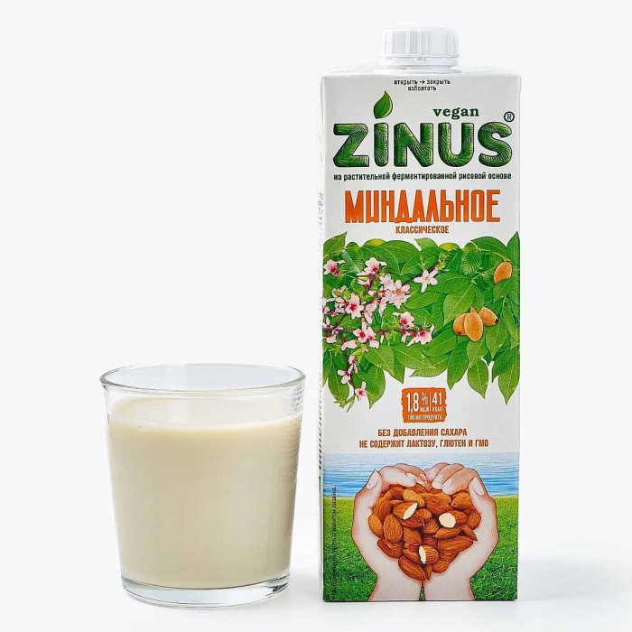 Напиток растительный Zinus миндальный 1,8% 1л т/п