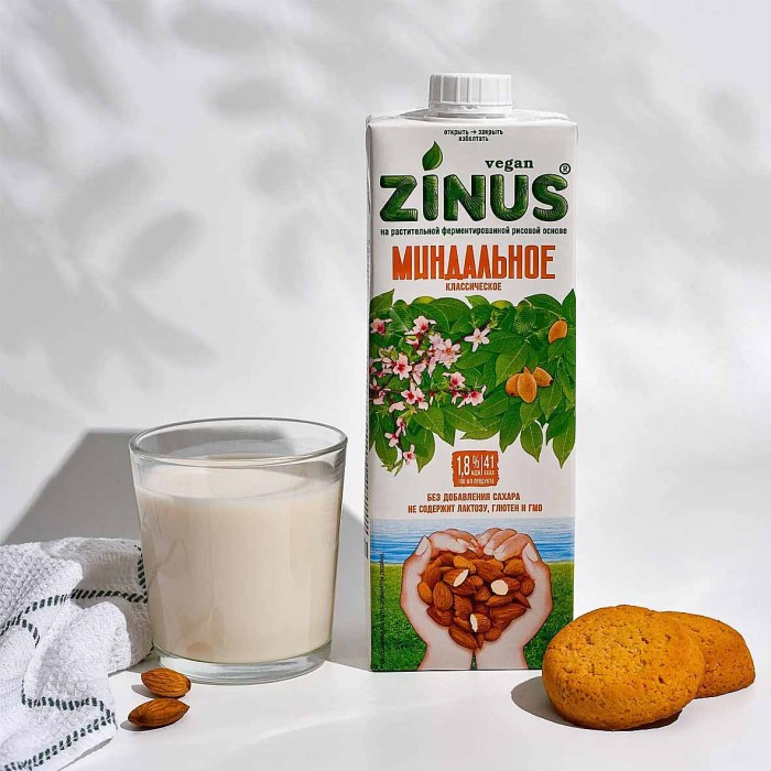 Напиток растительный Zinus миндальный 1,8% 1л т/п