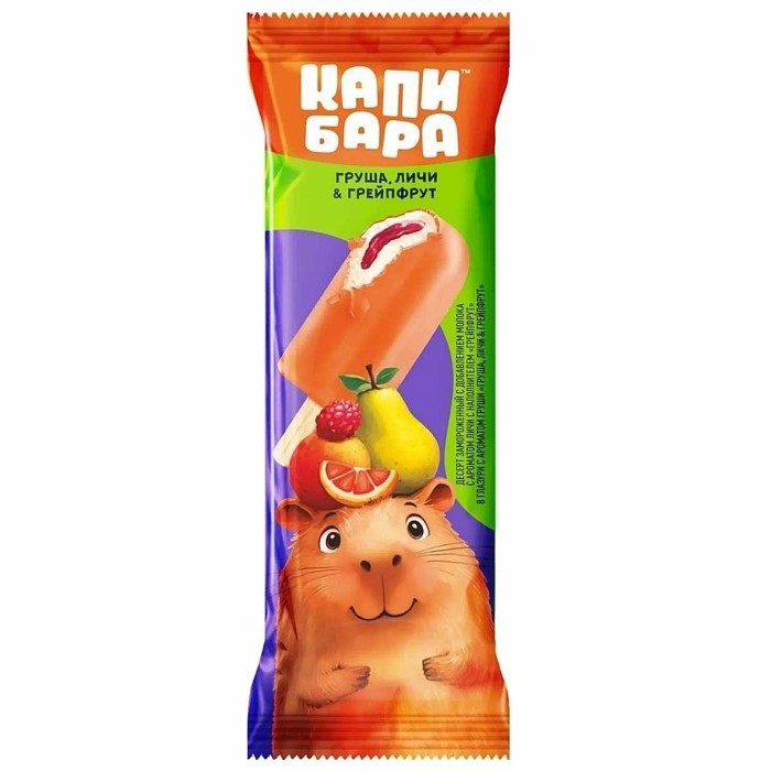 Мороженное Капибара со вкусом личи-грейпфрукт-груша 60гр м/у