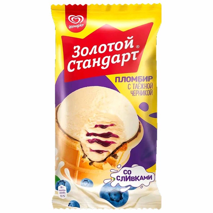 Мороженое Золотой стандарт Пломбир с черникой 80гр м/у
