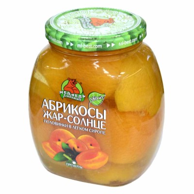 Абрикосы Медведь любимый Жар-солнце в сиропе 580мл ст/б
